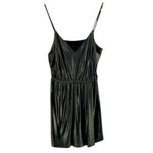 Rachel Zoe Gathered Metallic Jersey Playsuit In Champagne/Blk Sz 2 NWT MSRP $295